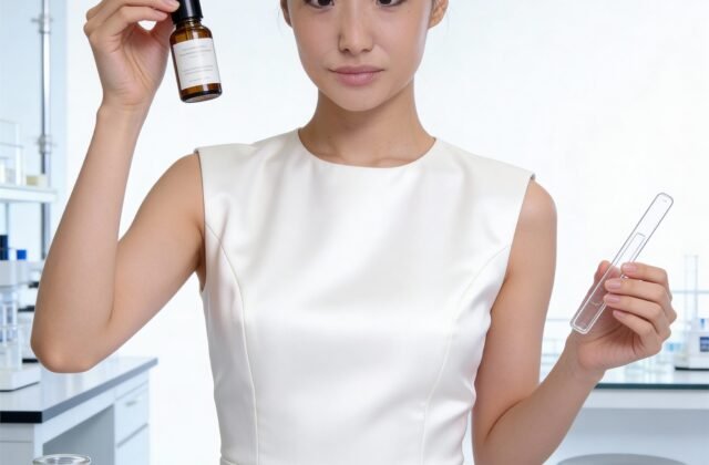 A treatment serum styled for an evening skincare routine.